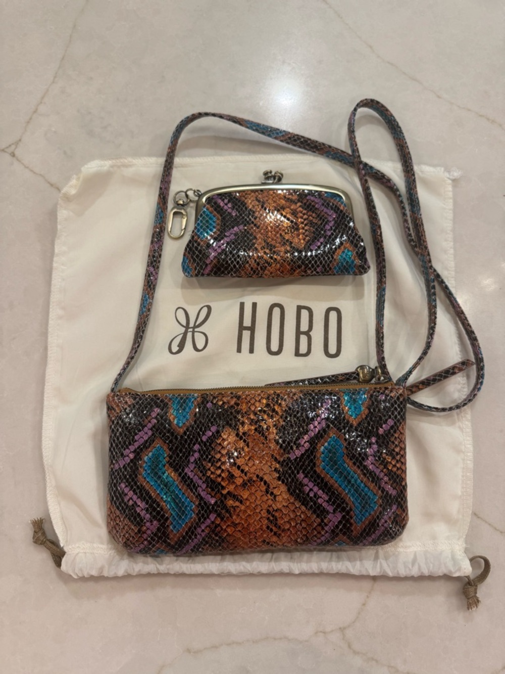 HOBO Multicolor Serpentine Leather Crossbody with Coin Purse